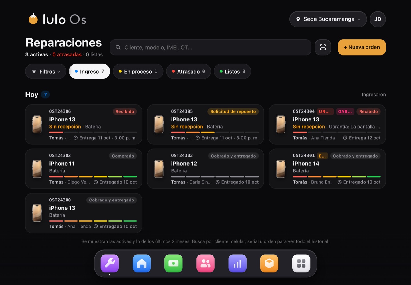 Reparaciones en la tablet
