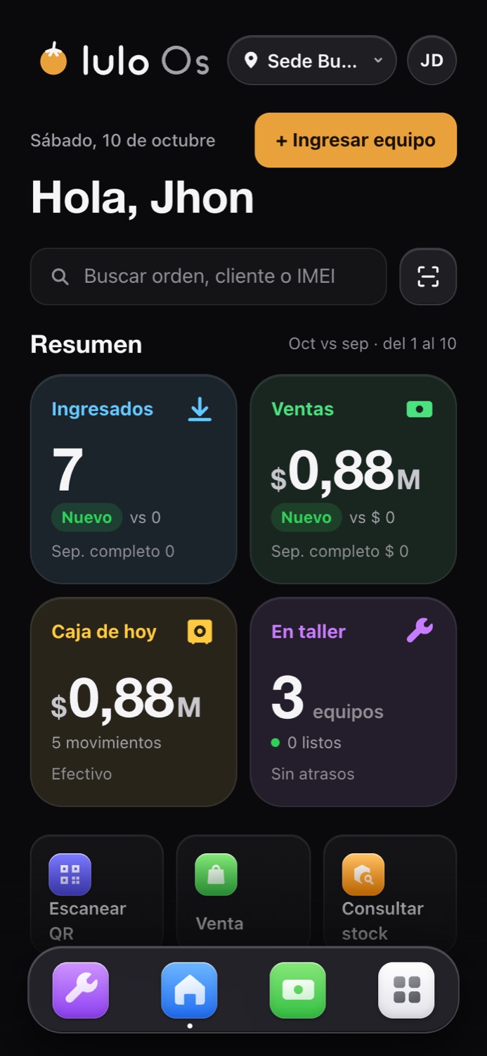 Inicio de Lulo Os en el móvil